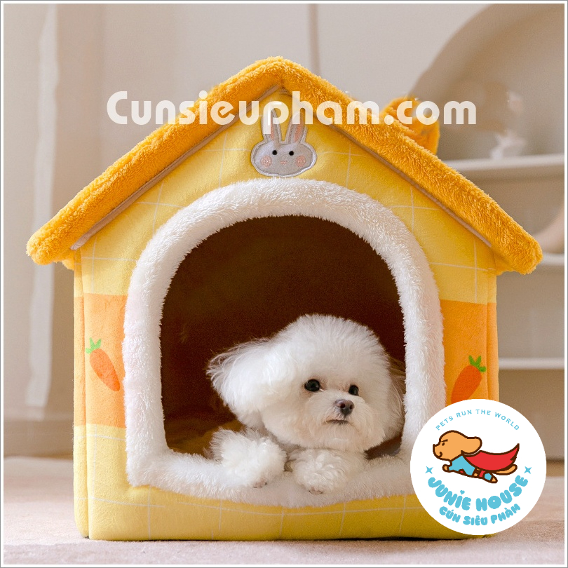 Nhà nệm gấu hình ngôi nhà siêu to cho chó mèo
