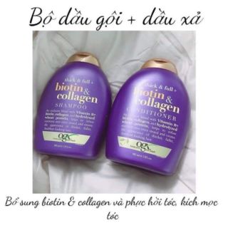 (bill Đức) cặp gội xả OGX Biotin + collagen kích thích mọc tóc