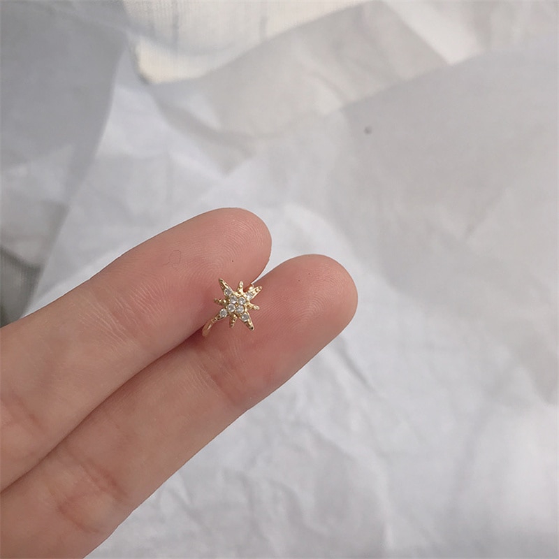 Khuyên Kẹp Vành Tai Hình Ngôi Sao Đính Đá Thời Trang Cho Nữ