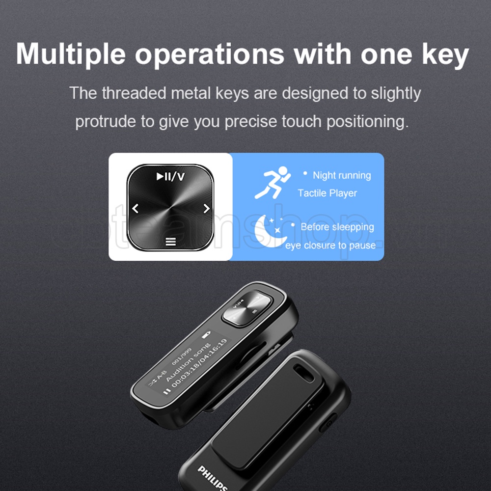 😍kho sẵn sàng😍 Philips SA1102 Máy Nghe Nhạc MP3  Tích Hợp Chức Năng Thu Âm FM Hỗ Trợ WAV Phát Nhạc Lên Đến 128GB