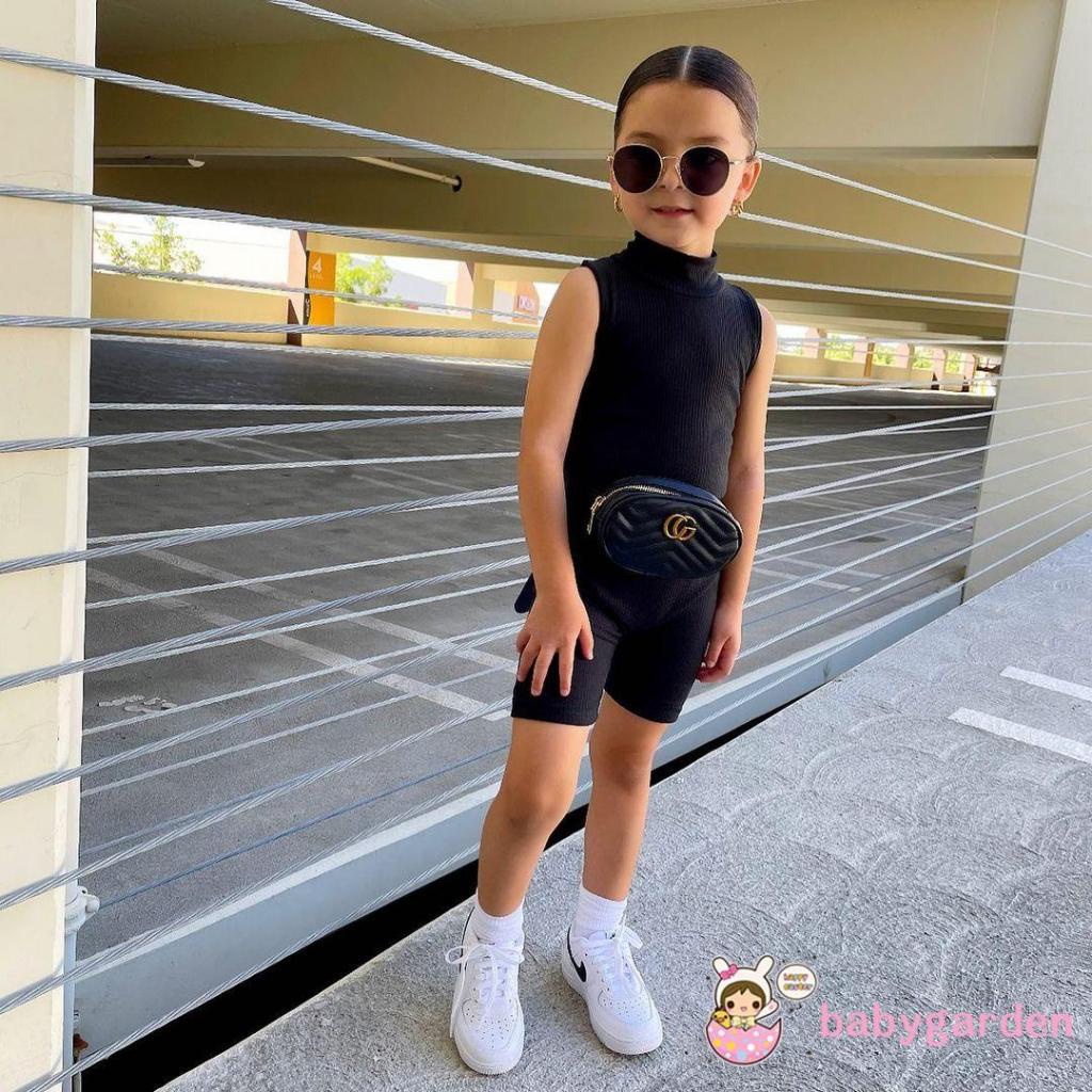 Áo liền quần cổ cao màu trơn thời trang mùa hè cho bé gái 0-5 tuổi