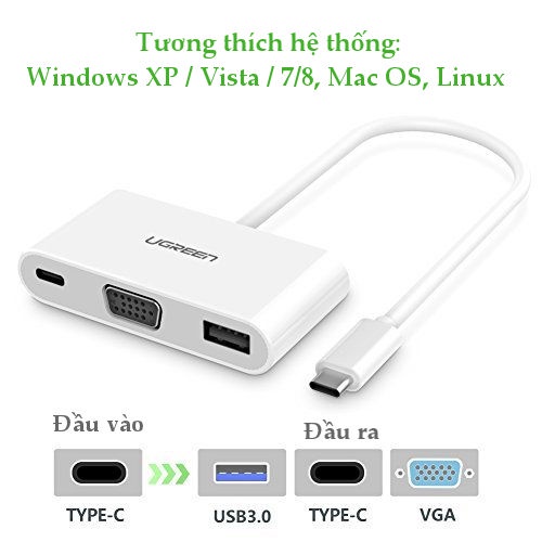 Cáp Chuyển USB Type C sang VGA Cao Cấp Ugreen 30376 Chính Hảng US163