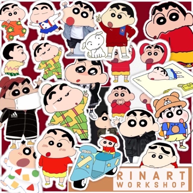 Bộ Sticker Shin cậu bé bút chì dán vali điện thoại laptop
