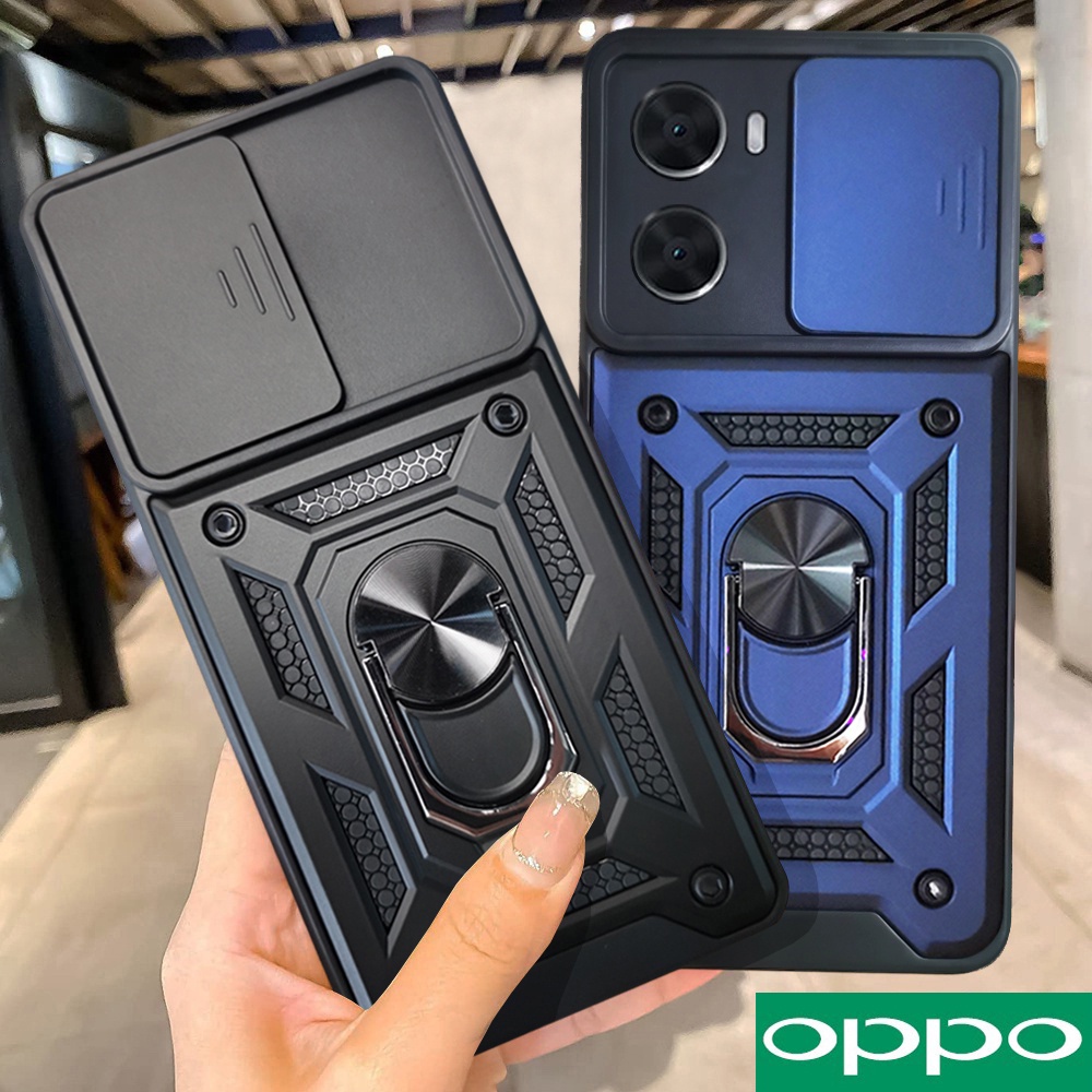 Oppo A76 A77 A74 A57 A16 A54 A53 A94 A93 A92 A15 Reno 7 Pro Reno 6Z Reno5 Bảo vệ ống kính chống va đập Áo giáp cứng Vỏ điện thoại Đế kim loại