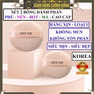 Sét 2 Bông mút trang điểm khô tròn thần kỳ dùng đánh phấn phủ phấn bột phấn nén siêu mềm mịn chính hãng Sidumi hàn quốc
