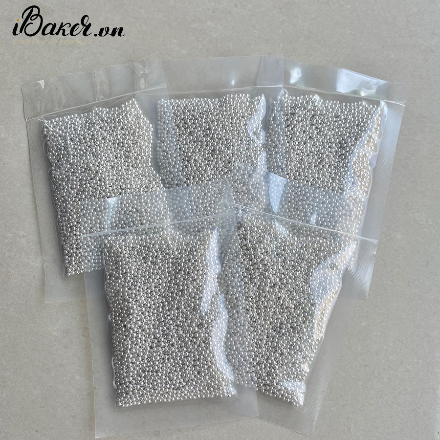 Hạt kẹo đường màu bạc trang trí túi 50g