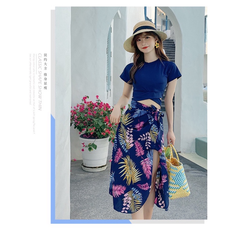 Set đồ bơi nữ 2 mảnh bikini kèm khăn choàng, sét 3 món đồ bơi nữ kín đáo đi biển đẹp hàng Quảng Châu cao cấp9175 DK2T402