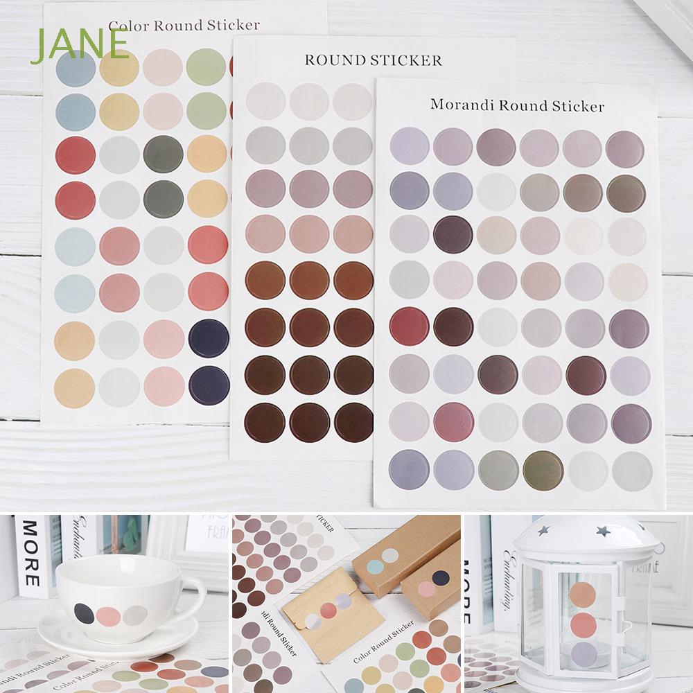 Set 1/5 tấm sticker hình tròn trơn màu trang trí sổ tay
