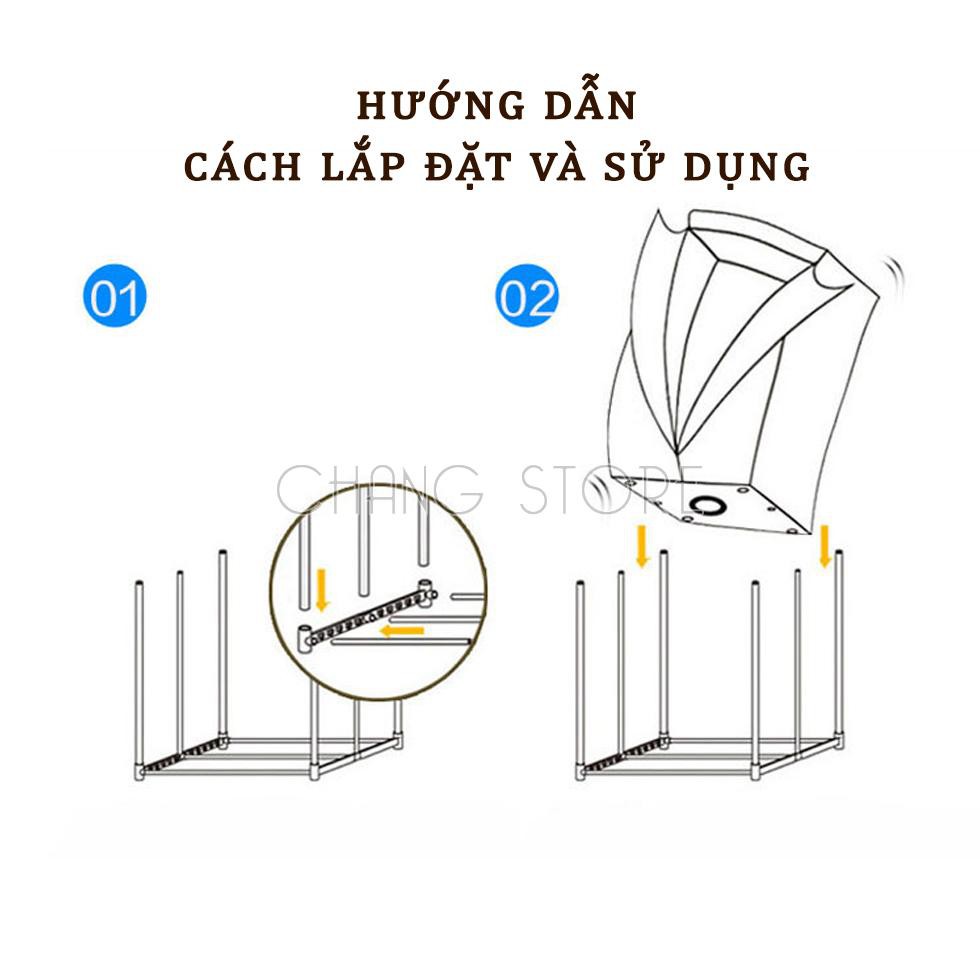 Tủ sấy quần áo 2 tầng khung inox có điều khiển từ xa, máy chạy êm không gây ồn siêu tiện lợi