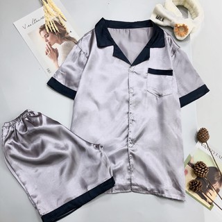 Bộ ngủ pijama lụa phi phối cổ loại đẹp