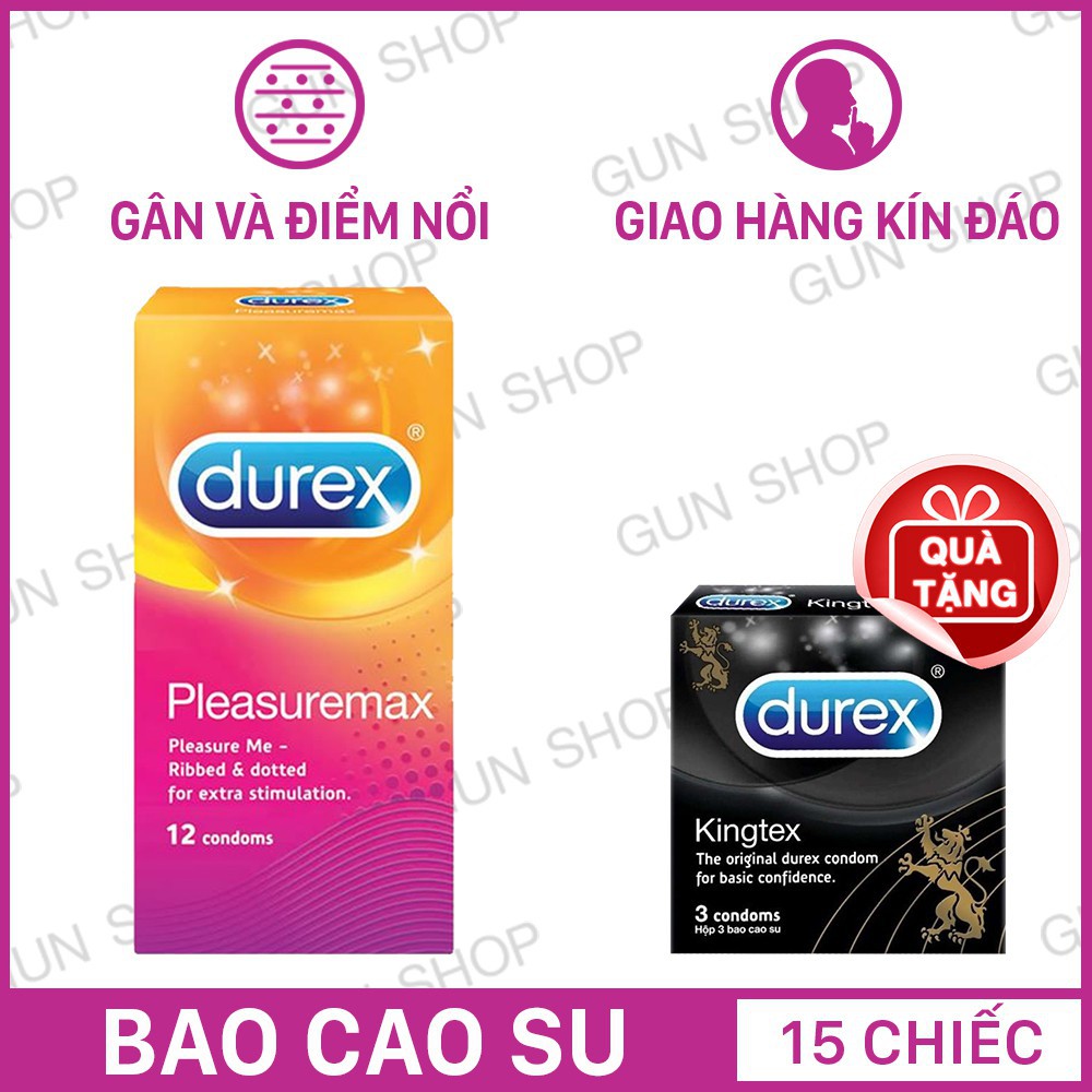 Bao Cao Su Gân Gai Durex Pleasuremax (Hộp 12 chiếc) +Tặng 1 Kingtex 3 chiếc
