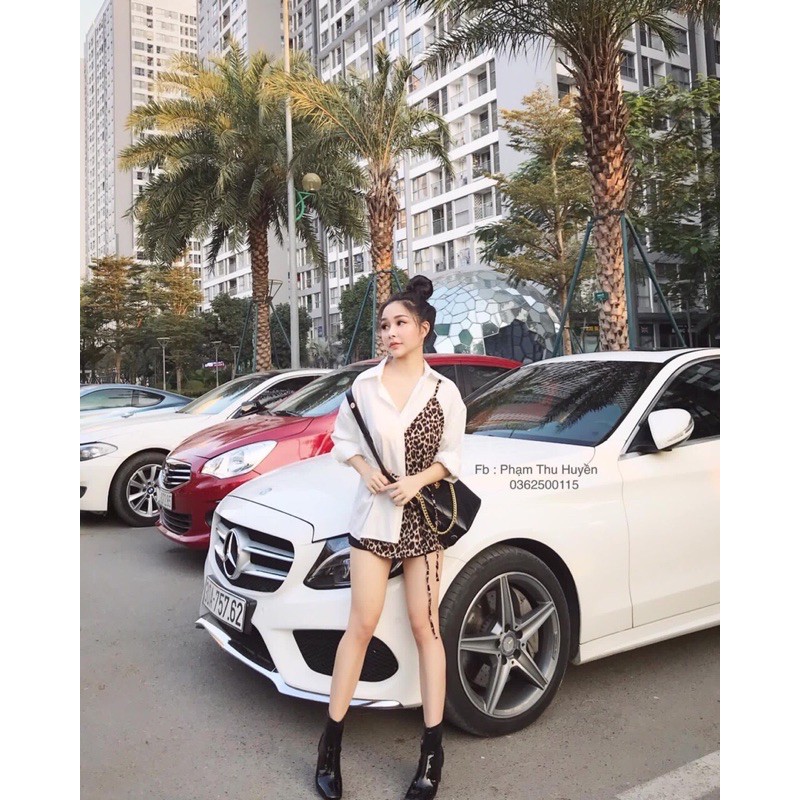 áo sơ mi buộc nơ phối beo xinh xắn