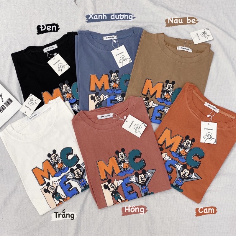 Áo Thun 3 Mickey NH71 Form Rộng Chất Thun Khô Hàng Quảng Châu Mỏng Mát