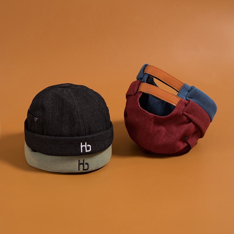 Mũ Beret Vải Denim Mềm Màu Trơn Phong Cách Harajuku Nhật Bản Cho Nam Nữ