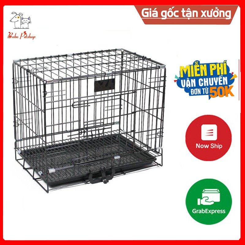 Chuồng Sắt Lồng Sắt Sơn Tĩnh Điện Đen Vân Đá Size S Gấp Gọn Cho Chó Mèo Nhỏ  Dưới 5Kg  - Bobo Pet Shop Hà Nội