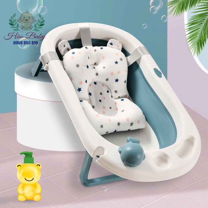Chậu Tắm Gấp Gọn Kèm Phao Tắm Cao Cấp Tiện Dụng Cho Bé Yêu