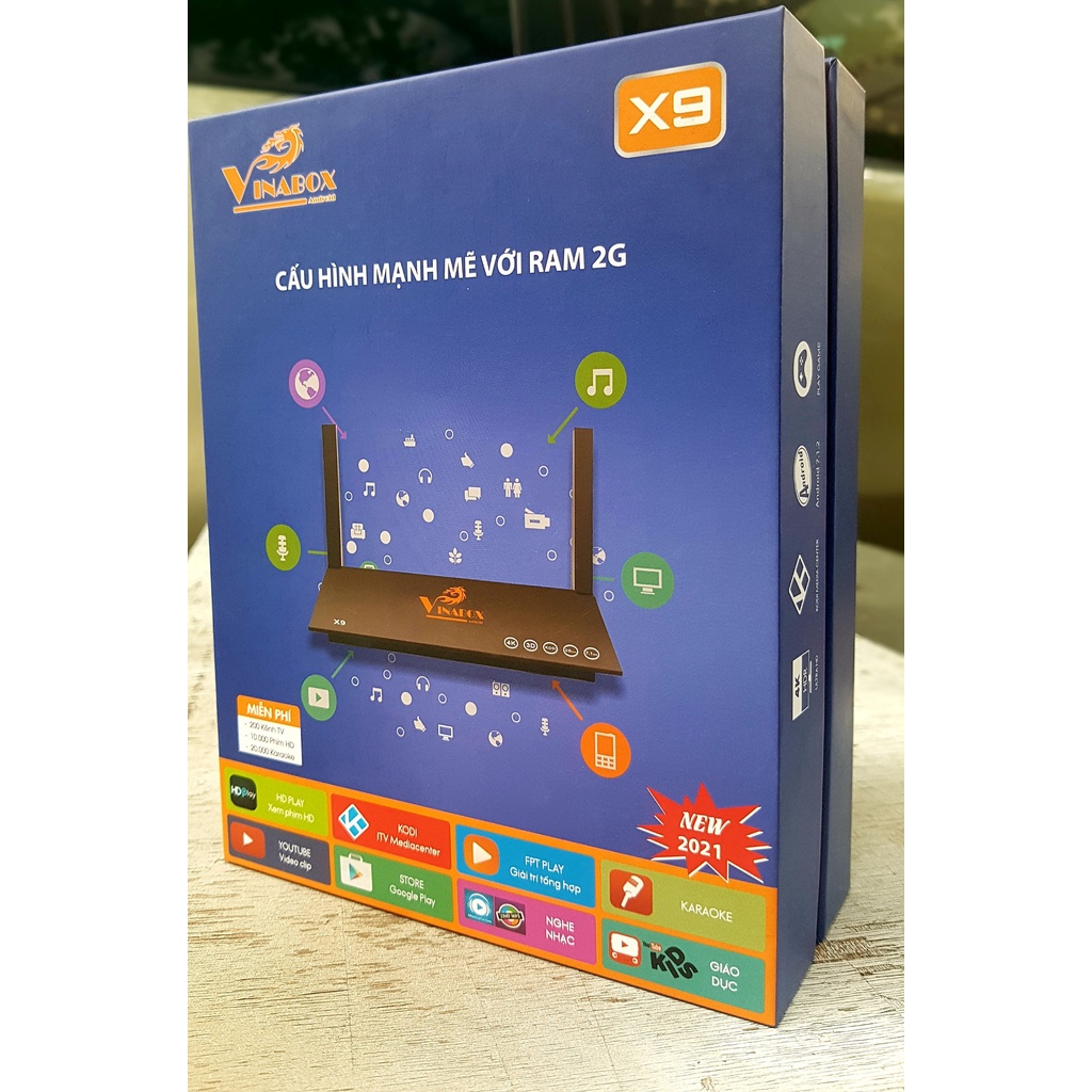 Android VINABOX X9-bản mới 2021 Android 7.1.2 HỖ TRỢ tìm kiếm giọng nói Ram 2G, ROM 8G- SẢN PHẨM CHÍNH HÃNG