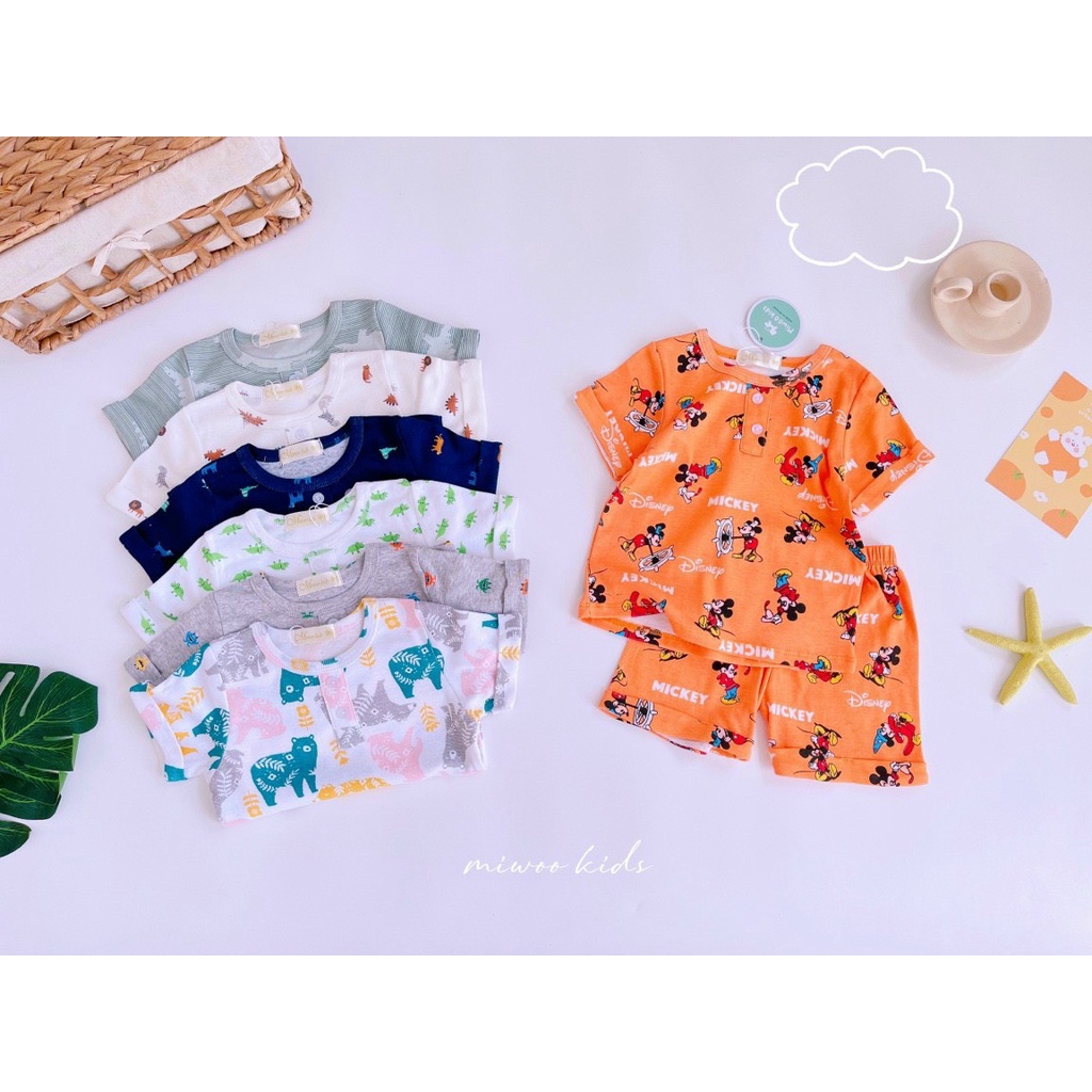 Bộ thun đùi bé trai Miwoo kids họa tiết cá tính phối lai lật xịn sò 5