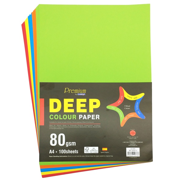 Tập Giấy 5 Màu A4 80gsm Deep - Campap CA4776 (100 tờ)