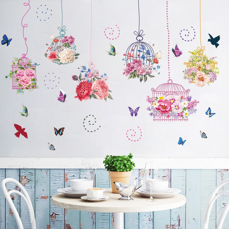 decal dán tường lồng hoa