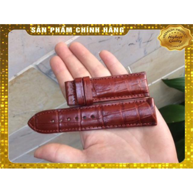 Thẻ BH 12 Tháng -  Dây ĐH 2 Mặt Da Cá Sấu Màu Nâu Size 24 . Hàng Cao Cấp, xịn, Rẻ, Đẹp