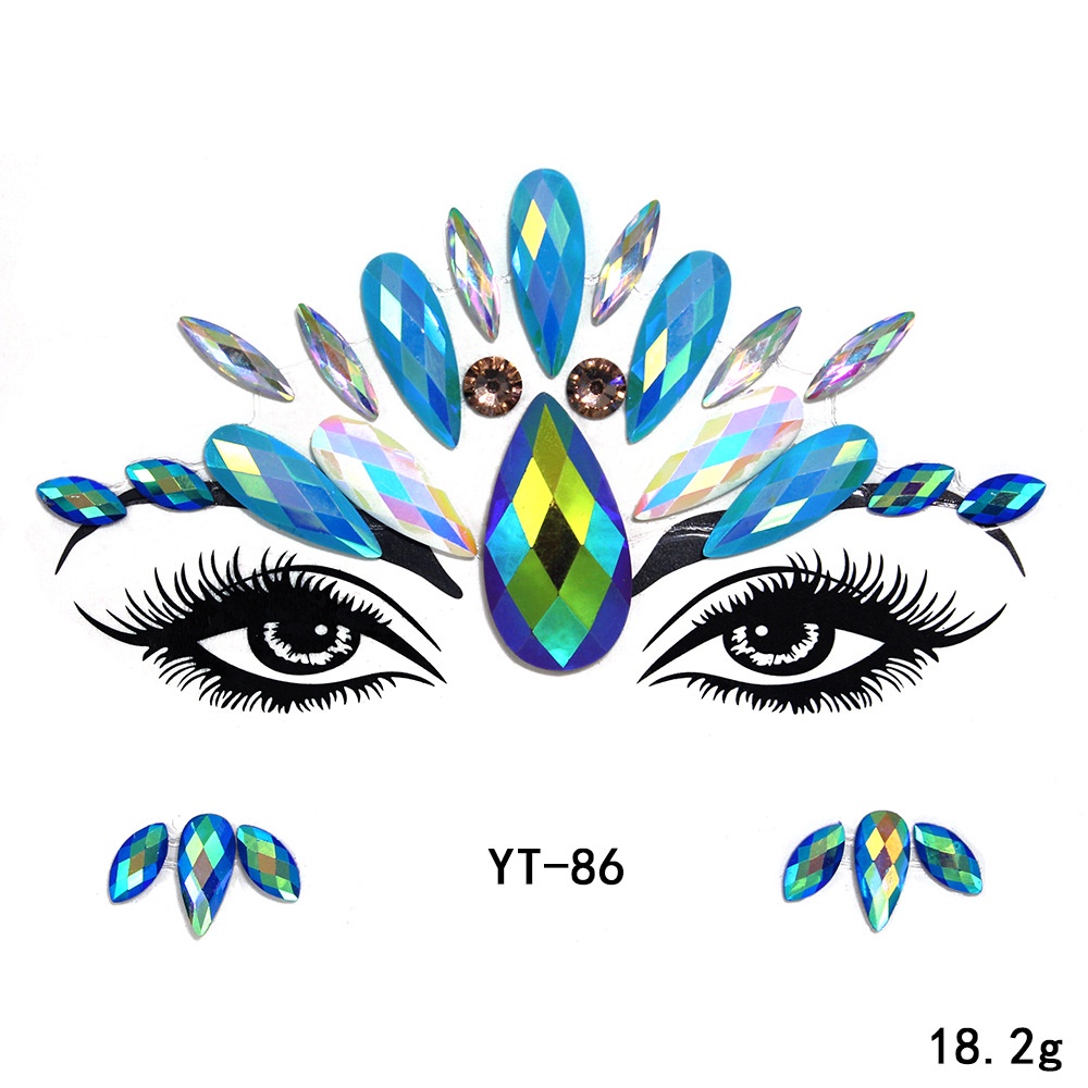 Miếng dán trang trí khuôn mặt bằng acrylic đính đá lấp lánh