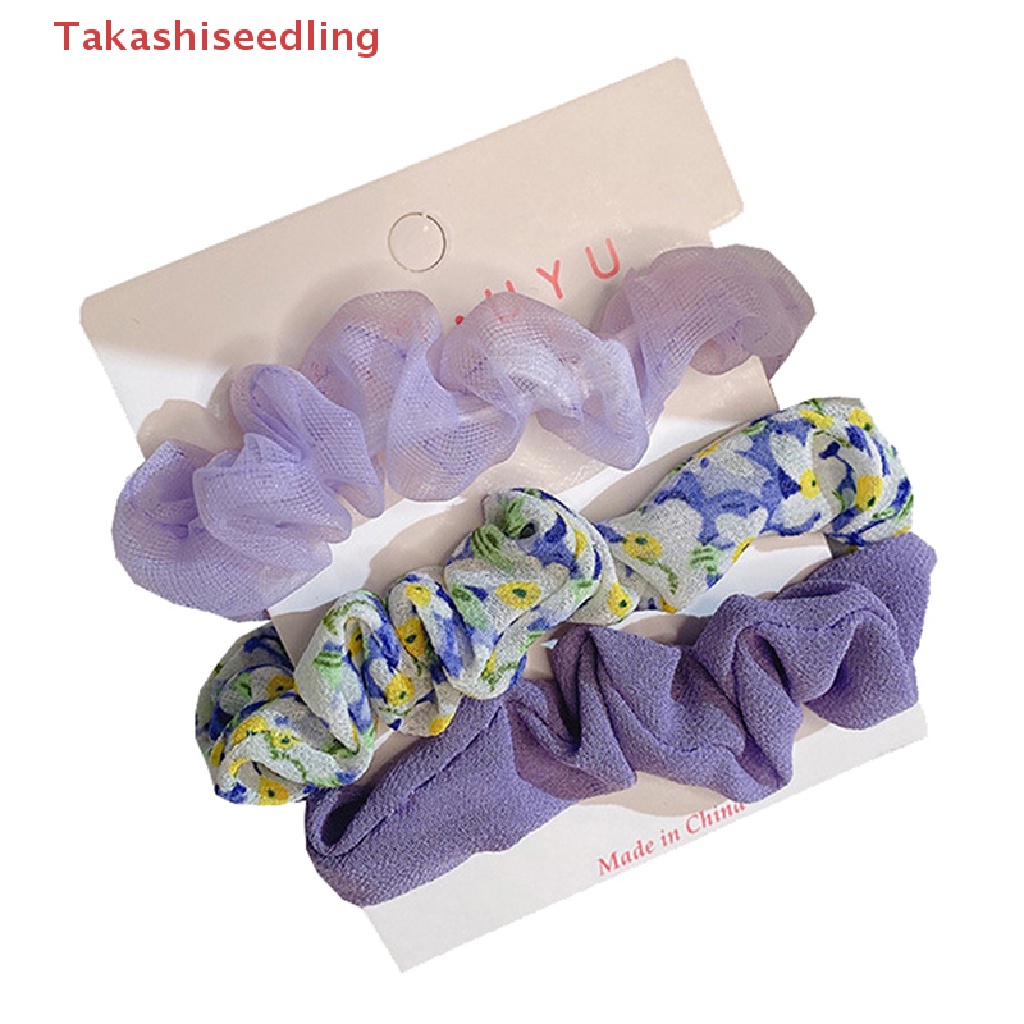 Bộ 3 dây buộc tóc vải lụa họa tiết dễ thương thời trang dành cho nữ