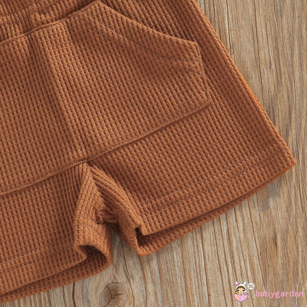 BABYGARDEN-0-24months Baby Boy Short Outfits, Short Sleeve Cartoon Bear Printed Crew Neck T-Shirt + Solid Color Elastic Waist Shorts Set