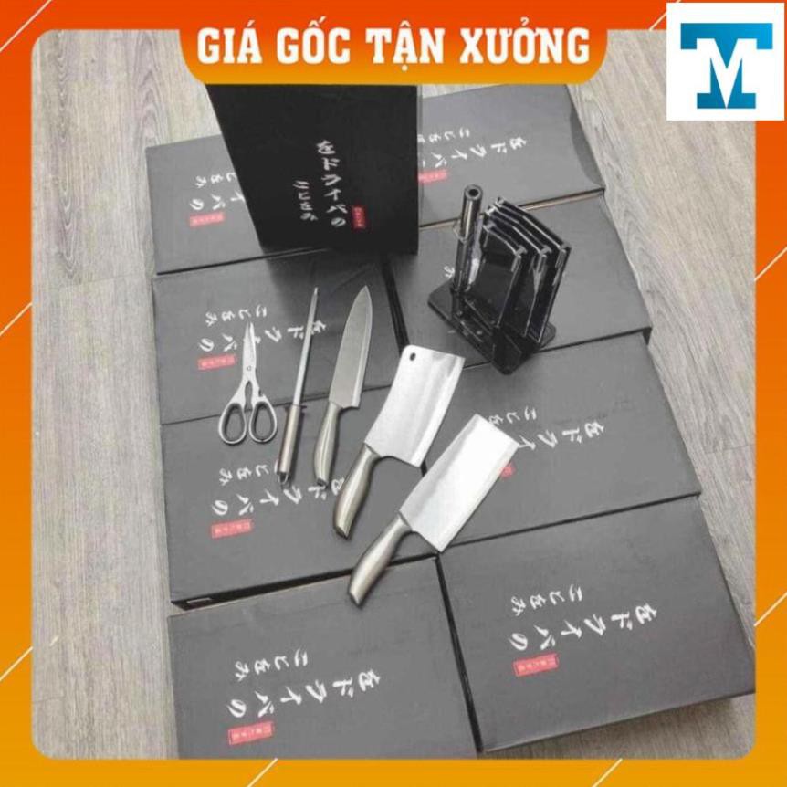 [FREE SHIP - HÀNG CHUẨN] BỘ DAO THÉP KHÔNG GỈ LIỀN CÁN - BỘ DAO 5 MÓN NHẬT BẢN CAO CẤP - CHÍNH HĂNG - SEKI