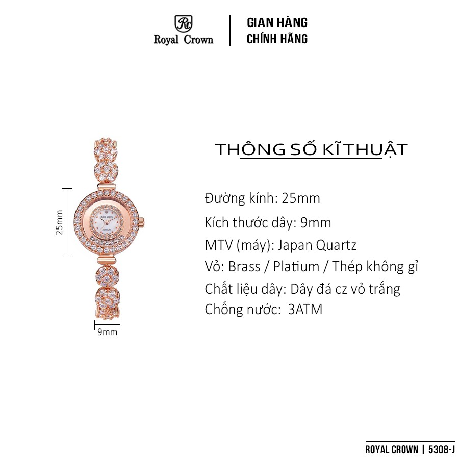 Đồng hồ nữ Chính Hãng Royal Crown 5308 Jewerry Rose Gold | BigBuy360 - bigbuy360.vn