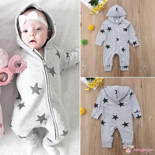 Jumpsuit Bodysuit Romper Liền Mảnh Có Nón Hoodie Cho Các Bé Nhỏ Sơ Sinh