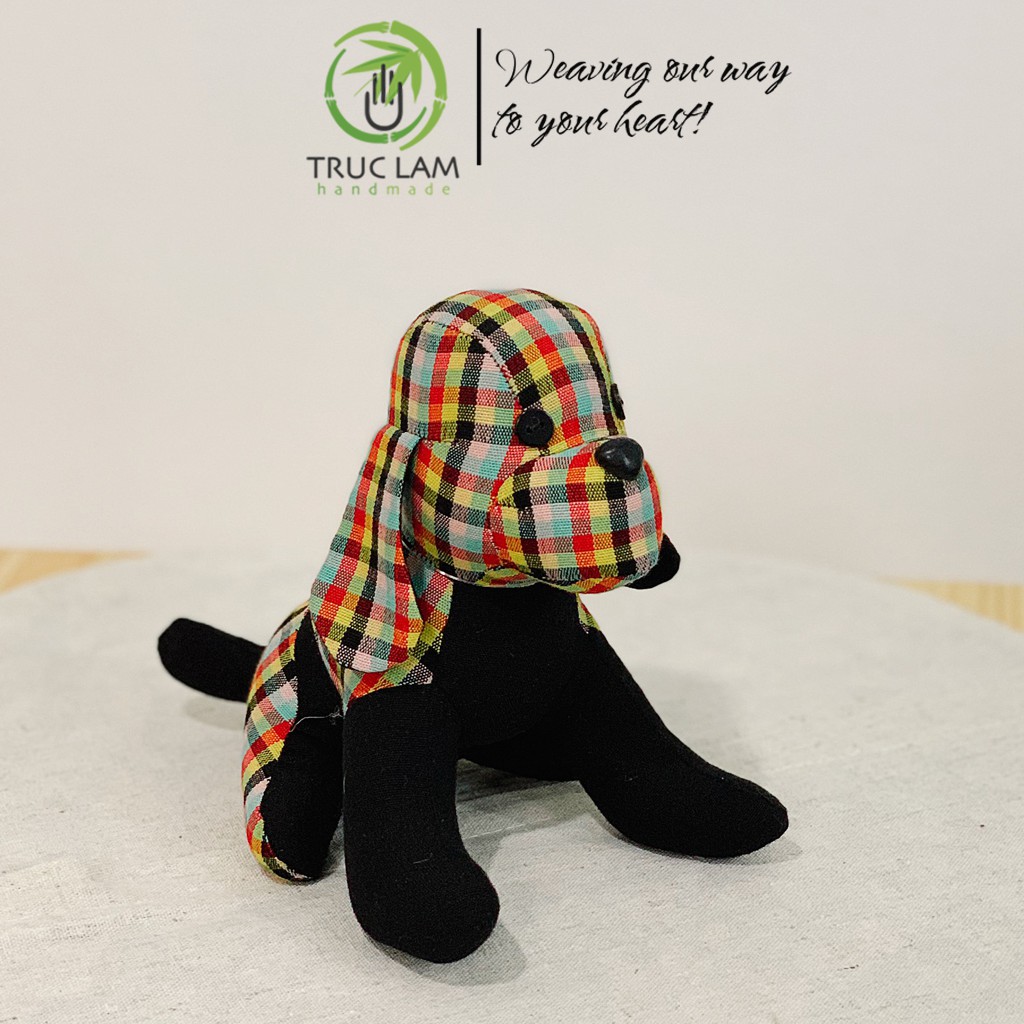 Đồ Chơi Cho Bé Thú Nhồi Bông Hình Chú Chó Ngồi Vải Dệt Tay Bông Gòn Cao Cấp Cỡ Nhỏ - Trúc Lâm Handmade