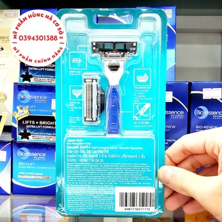 Bàn cạo râu Gillette Mach 3, bàn cạo râu 3 lưỡi kèm 1 đầu dao cạo thay thế