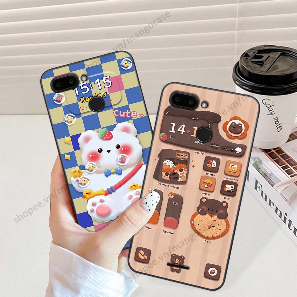 Ốp lưng Xiaomi Redmi 6 hình gấu, thỏ, đồng hồ cute dễ thương