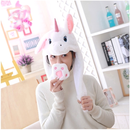 MOLAMGO Tiktok Creative Movable Balloon Bunny Hat Magic Toy with LED Light Rabbit Ears Up &amp; Down Topi Kelinci