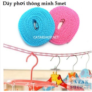Dây phơi đồ thông minh dài 5m có lỗ chống trượt, tiết kiệm không gian GD412-DayPhoiDo (giao ngẫu nhiên)
