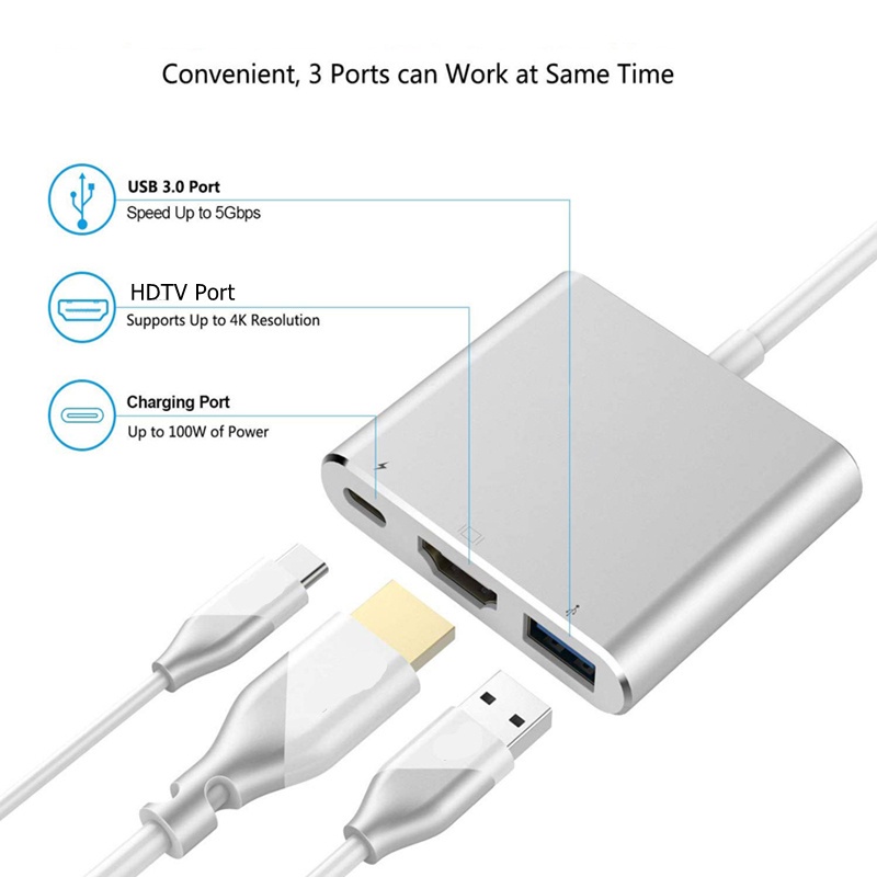 NINTENDO Bộ Chuyển Đổi USB C Sang HDMI VGA 3 Cho Màn Hình Kép OTG MacBook Air / Pro iPad Pro
