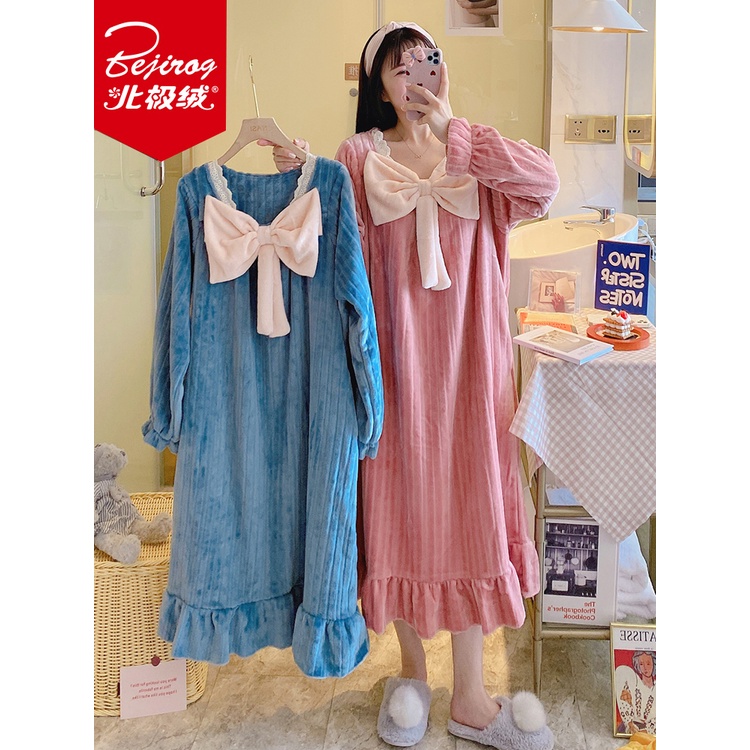 Đầm Ngủ Flannel Dày Dặn Dáng Dài Thời Trang Thu Đông Cho Nữ | BigBuy360 - bigbuy360.vn