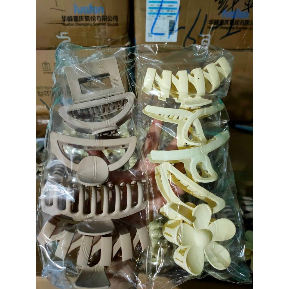 Set 9 chiếc kẹp tóc bản to màu cà phê mẫu mới 2022 cho bạn gái kẹp tóc càng cua Korea Style chất liệu nhựa Acrylic