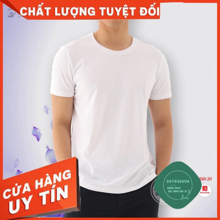 Áo thun trơn màu trắng phông unisex nam nữ cổ tròn tay ngắn thun cotton 4 chiều, mềm mịn ATTT Áo thun giá sỉ