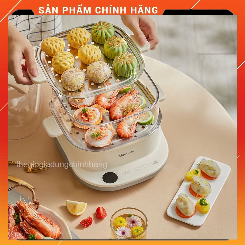 Nồi hấp thức ăn rau củ quả, hấp trứng, Máy Hấp Thức Ăn Gia Đình 2 tầng - Hàng Chính Hãng Bear