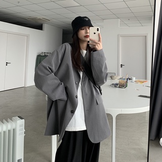 Áo khoác blazer tay dài dáng rộng phong cách Hàn Quốc cho nữ
