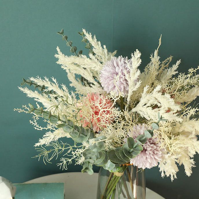 Bó hoa giả hoa cúc màu nude Bắc Âu decor trang trí sang trọng - AM Decor