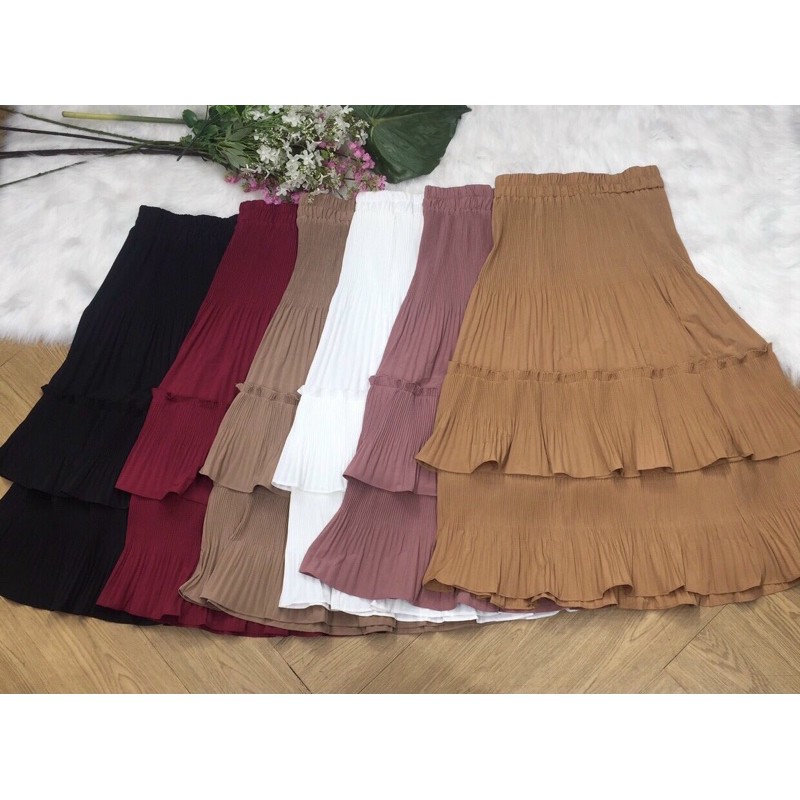 Chân Váy Nữ Xếp Li Xoè 2 Tầng Hàng Thiết Kế Cao Cấp