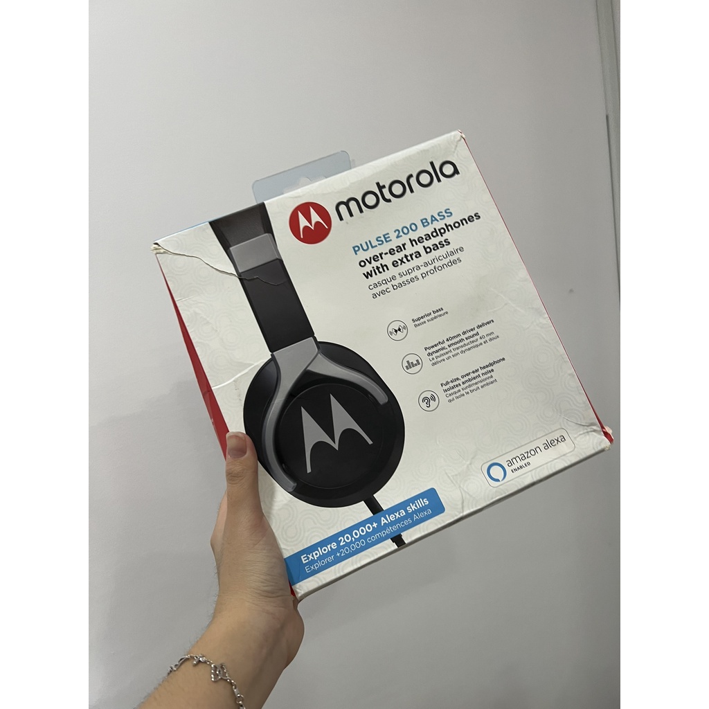 Tai nghe Motorola chup tai có dây Pulse Bass 200- Hỗ trợ mic đàm thoại - dây dài 1.2m - [Hàng mẫu, box xấu, tai nghe mới