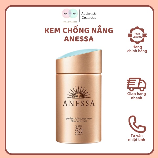 Kem Chống Nắng Anessa Perfect UV Skincare Mild Milk SPF50 Sữa Chống Nắng Kiềm Dầu Cho Da Nhạy Cảm 60ml