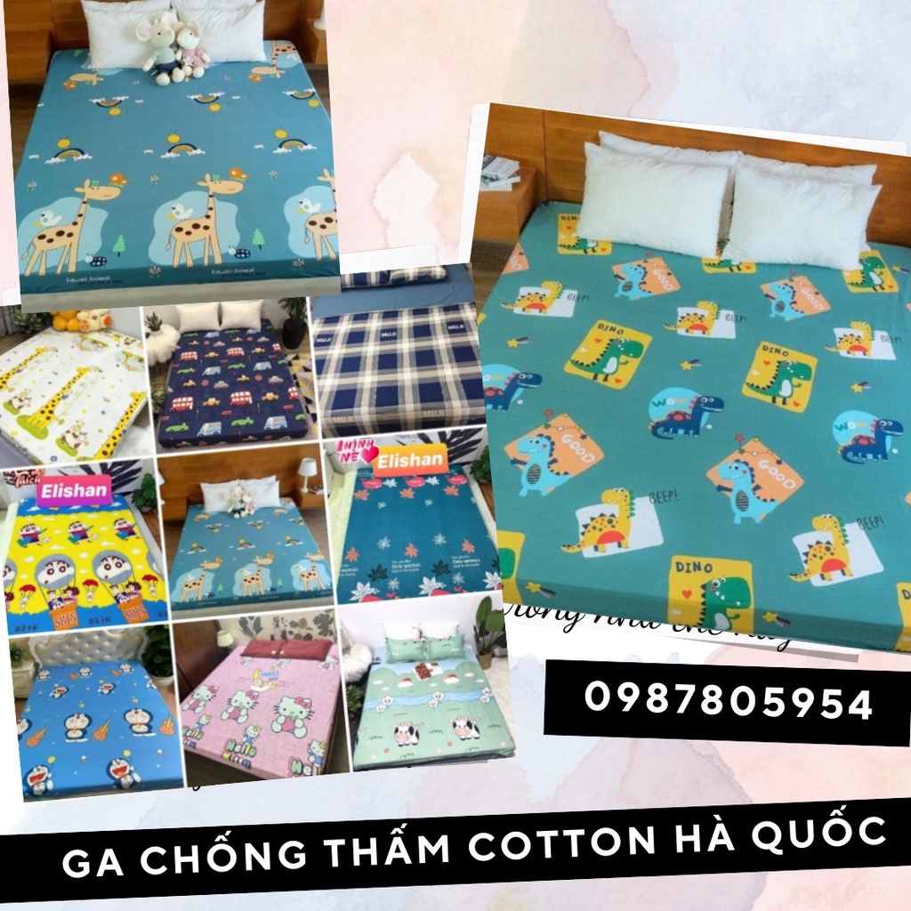 [TRỢ GIÁ] Ga Chống Thấm Cao Cấp, Ga Chống Thấm Hàn Quốc Cotton Nano Nằm Trực Tiếp Thoáng Mát (không kèm vỏ gối)