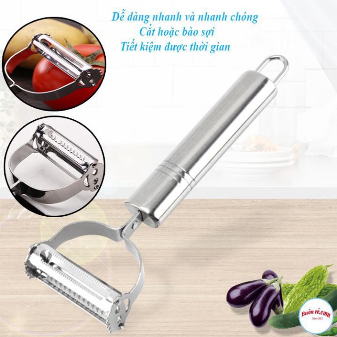 (RN477)Nạo Rau Củ Quả 2IN1 Bằng Inox Lưỡi Dao Sắc Nét 00867(subii)