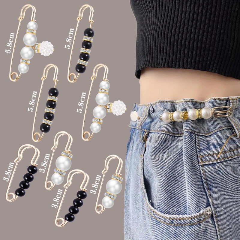 Ghim cài quần bị rộng iLita khuy móc gài bóp eo lưng quần áo jean đính ngọc sang chảnh phong cách Hàn Quốc