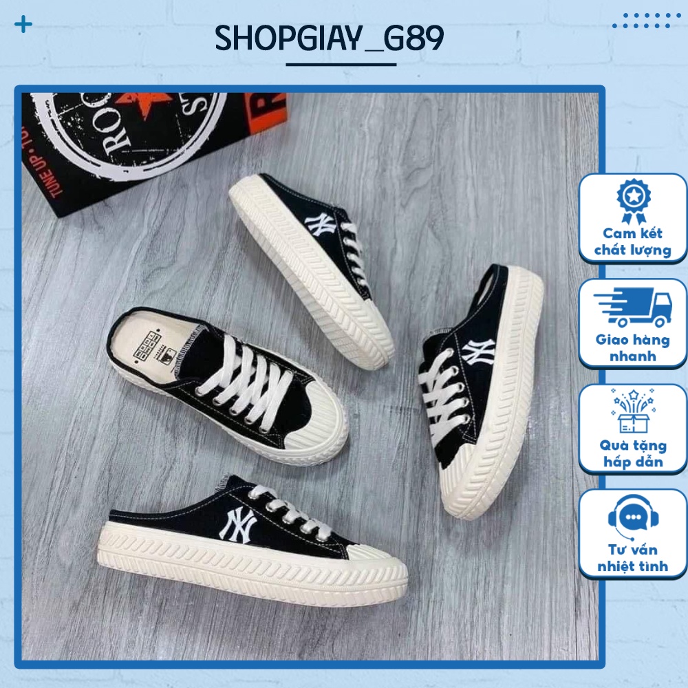 Giày Sục Thể Thao Nữ, Thêu chữ , Sục bata đạp gót đế bánh mì 3cm SP D15
